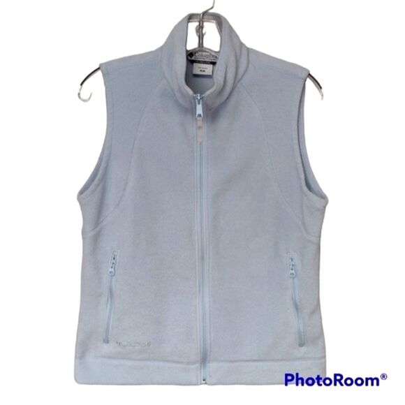 Columbia Vest Light Blue Sleeveless Fleece Zip Front Sz M Outdoor Activewear - Picture 1 of 9